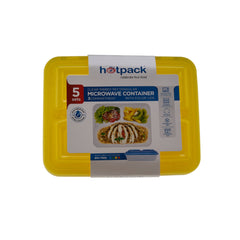 Clear Ribbed Rectangular Microwavable Compartment Container with Color Lids 5  Pieces - hotpackwebstore.com