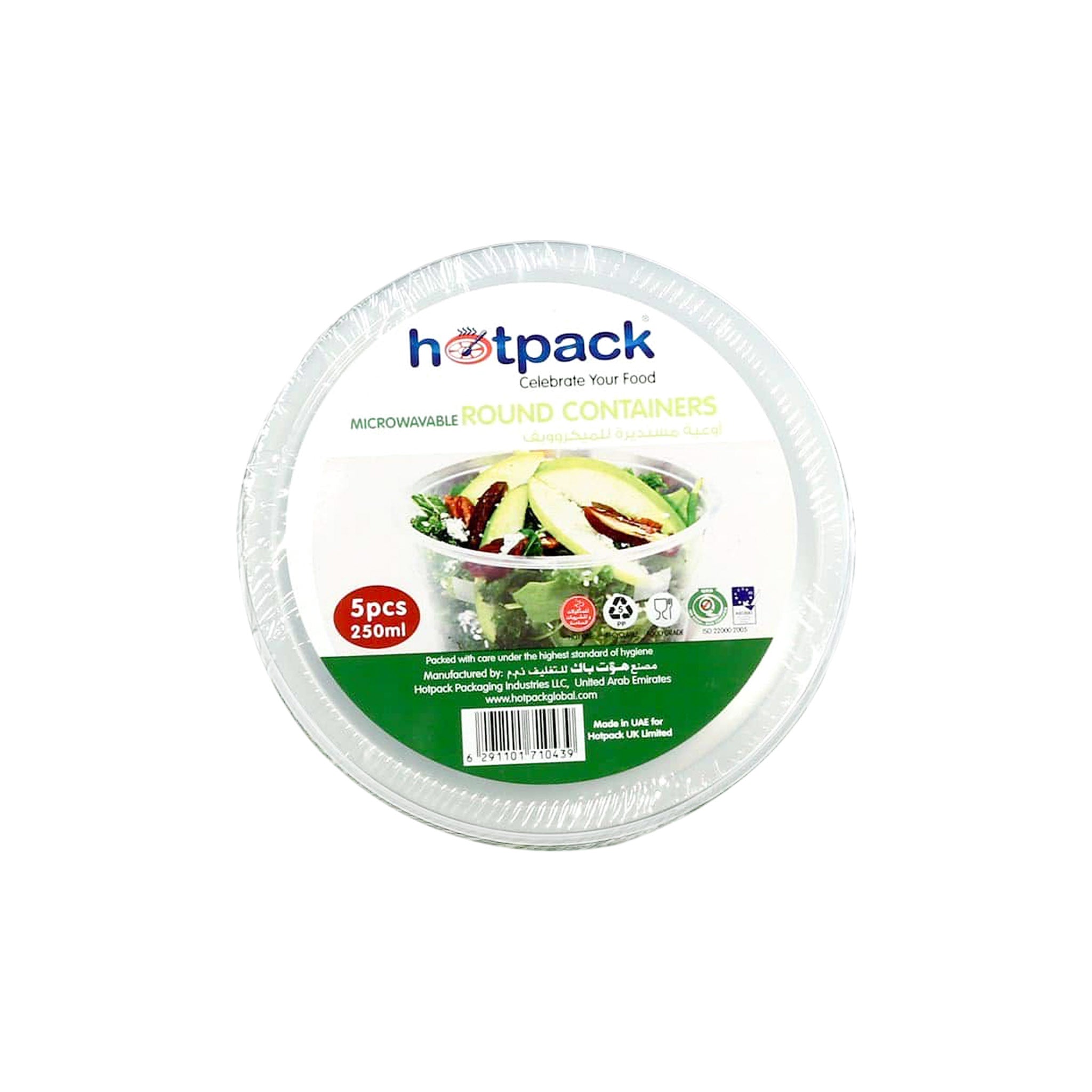 Round Microwavable Container 250 ML Base with Lid 5 Pieces - Hotpack Global