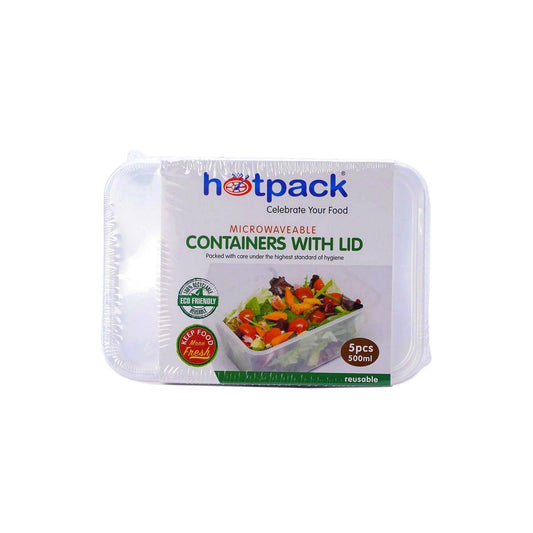 Microwave Food Container 500 ml With Lid 5 Pieces - Hotpack Global