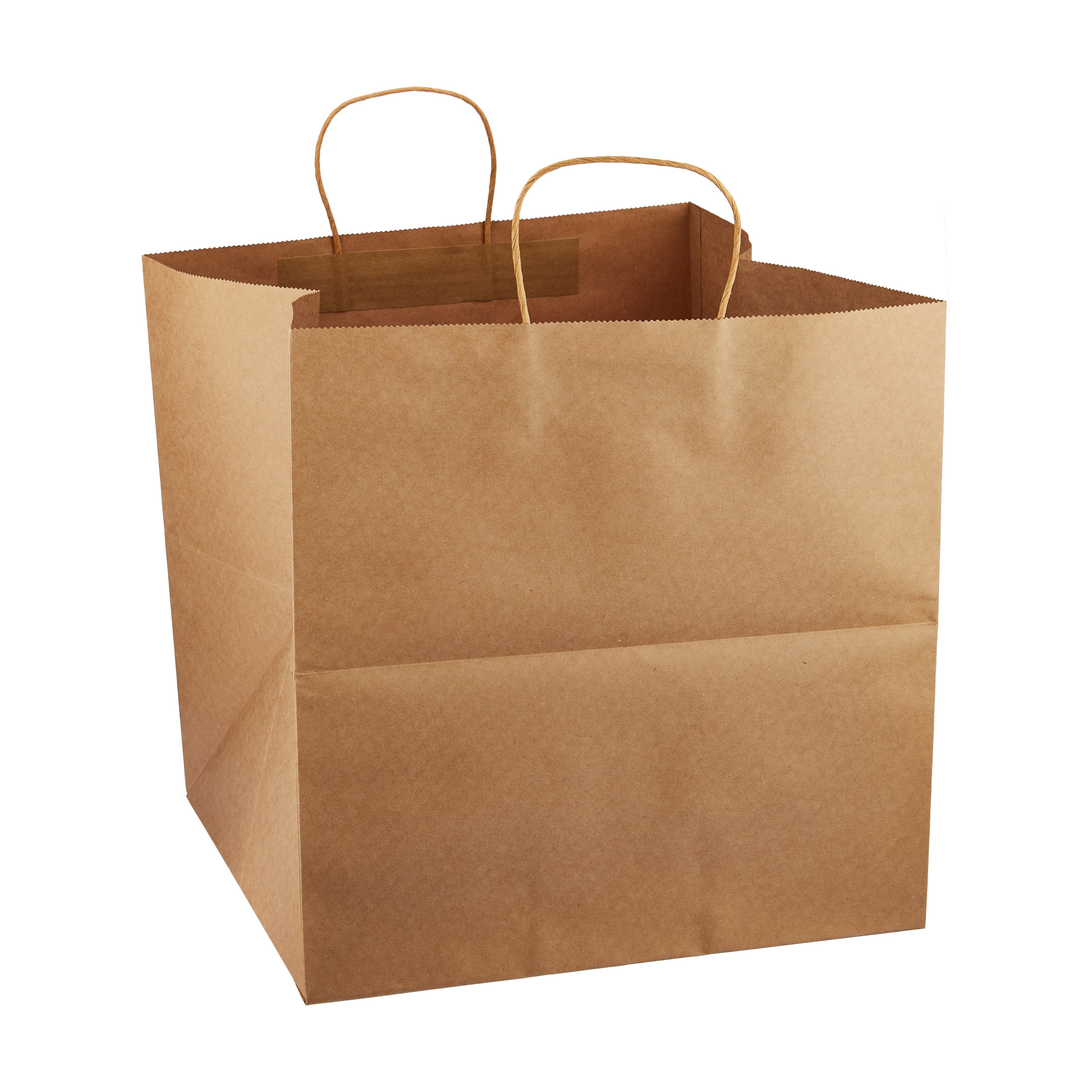10 x SOS Brown Kraft Paper Carrier Bags For Food, Gift, Party - Size Large