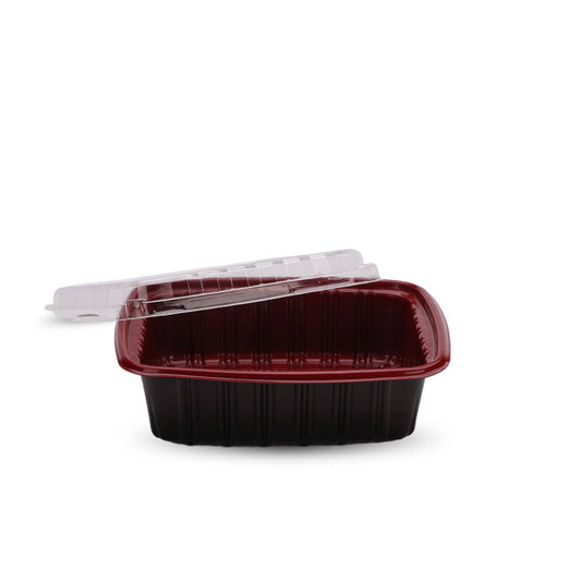 Red & Black 650 ml PP Container With Lid 5 pieces - Hotpack Global