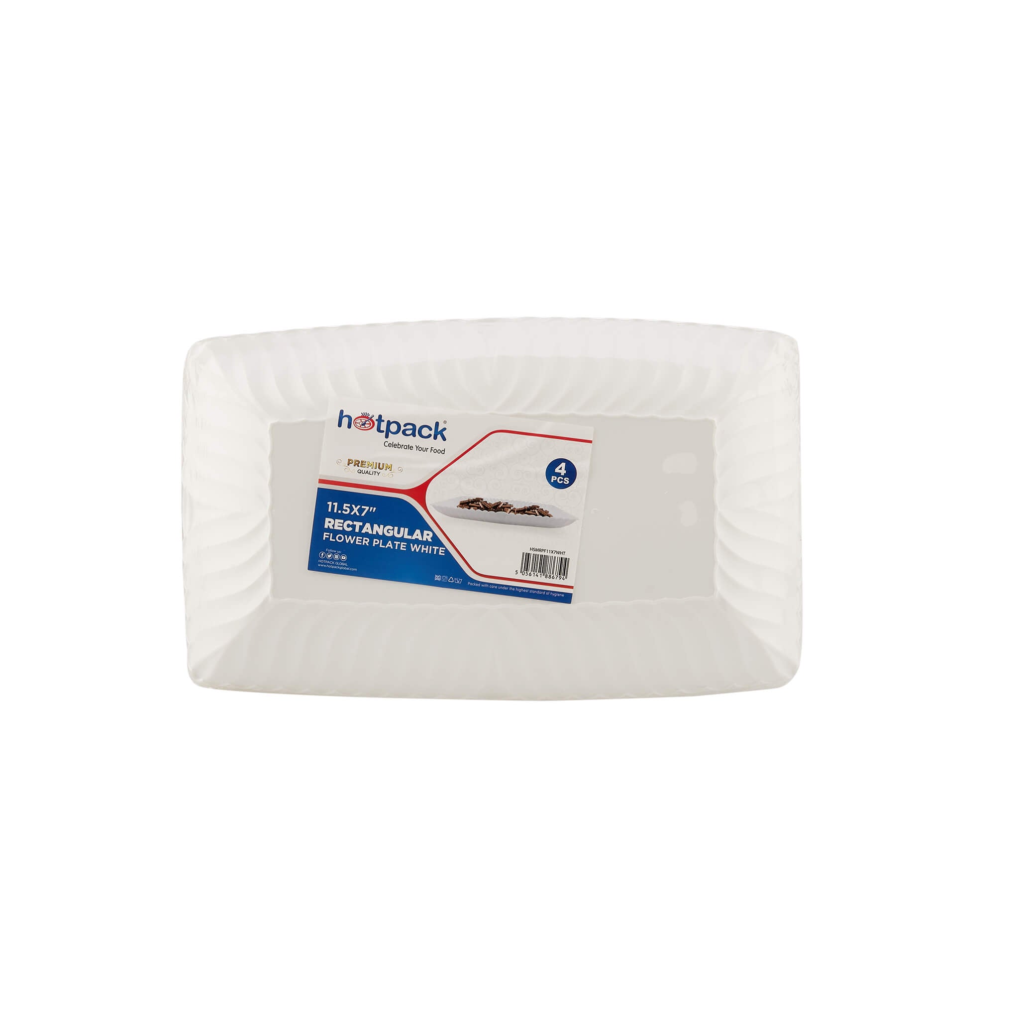 Premium Rectangle Flower Plate 4 Pieces - Hotpack Global