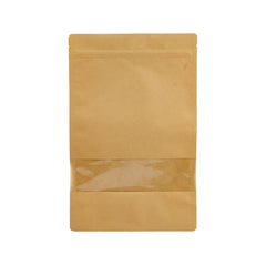 Kraft Resealable Paper Bag With Window 50 Pieces - Hotpack Global