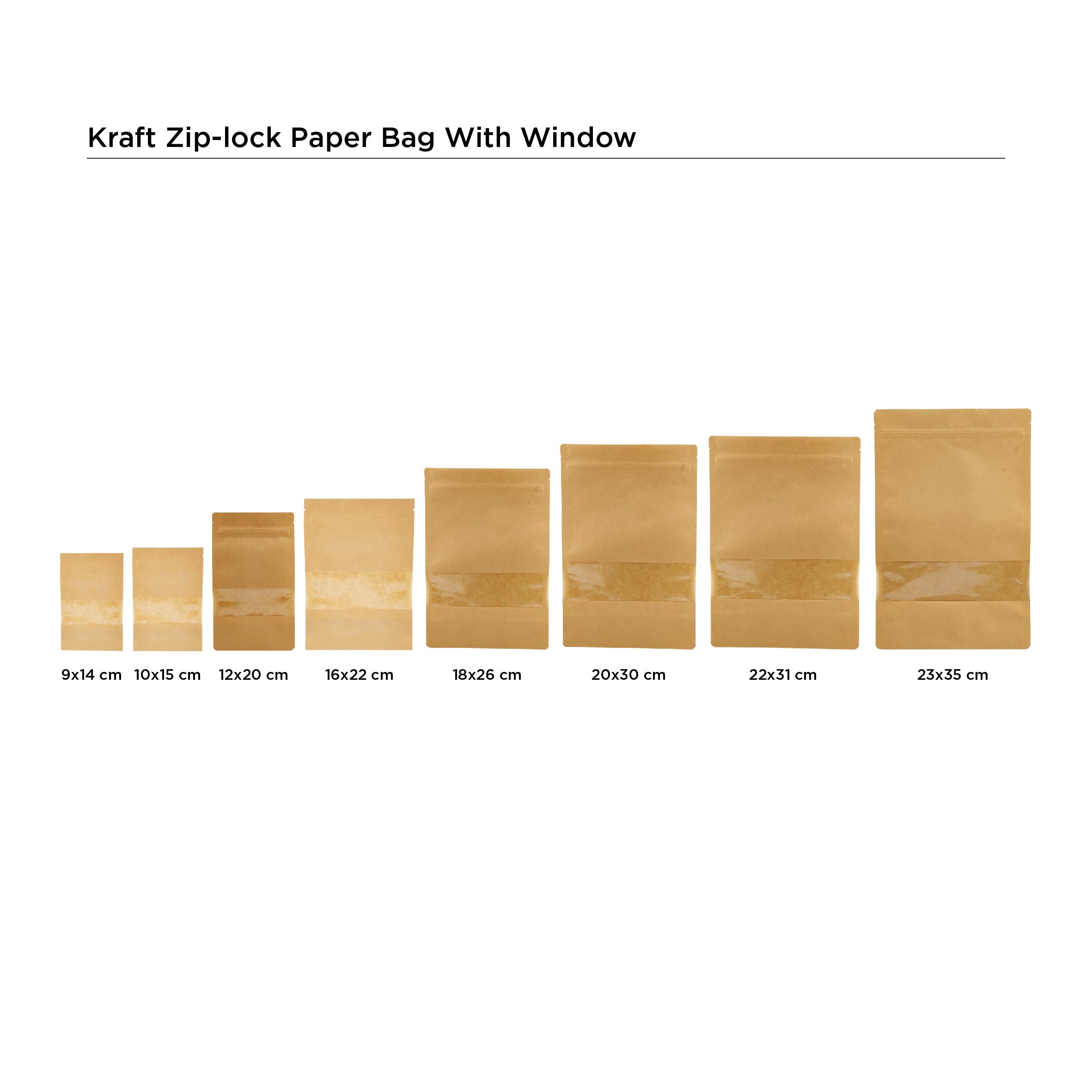 Kraft Resealable Paper Bag With Window 50 Pieces - Hotpack Global