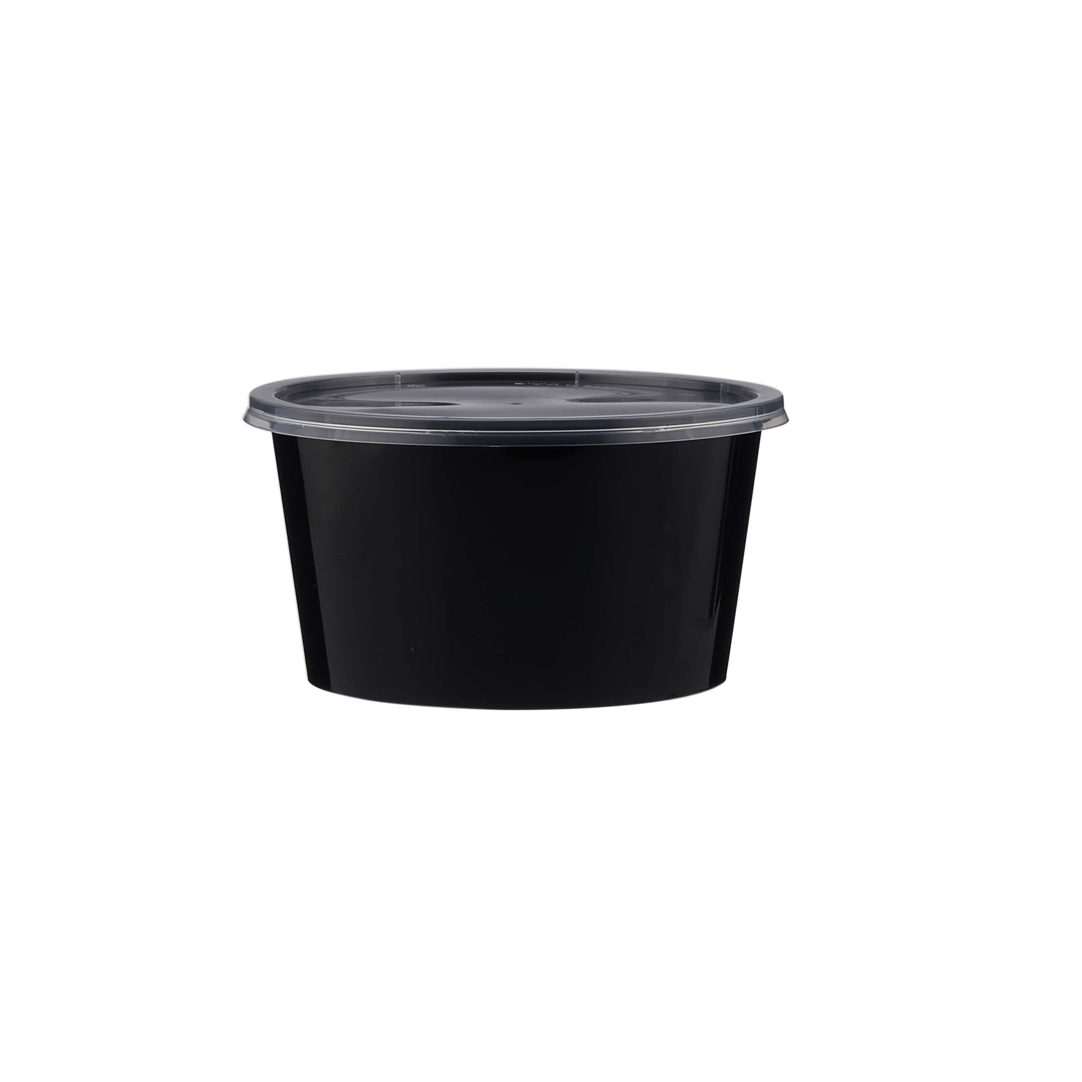 Black Round Microwavable Container 400ml - Hotpack Global