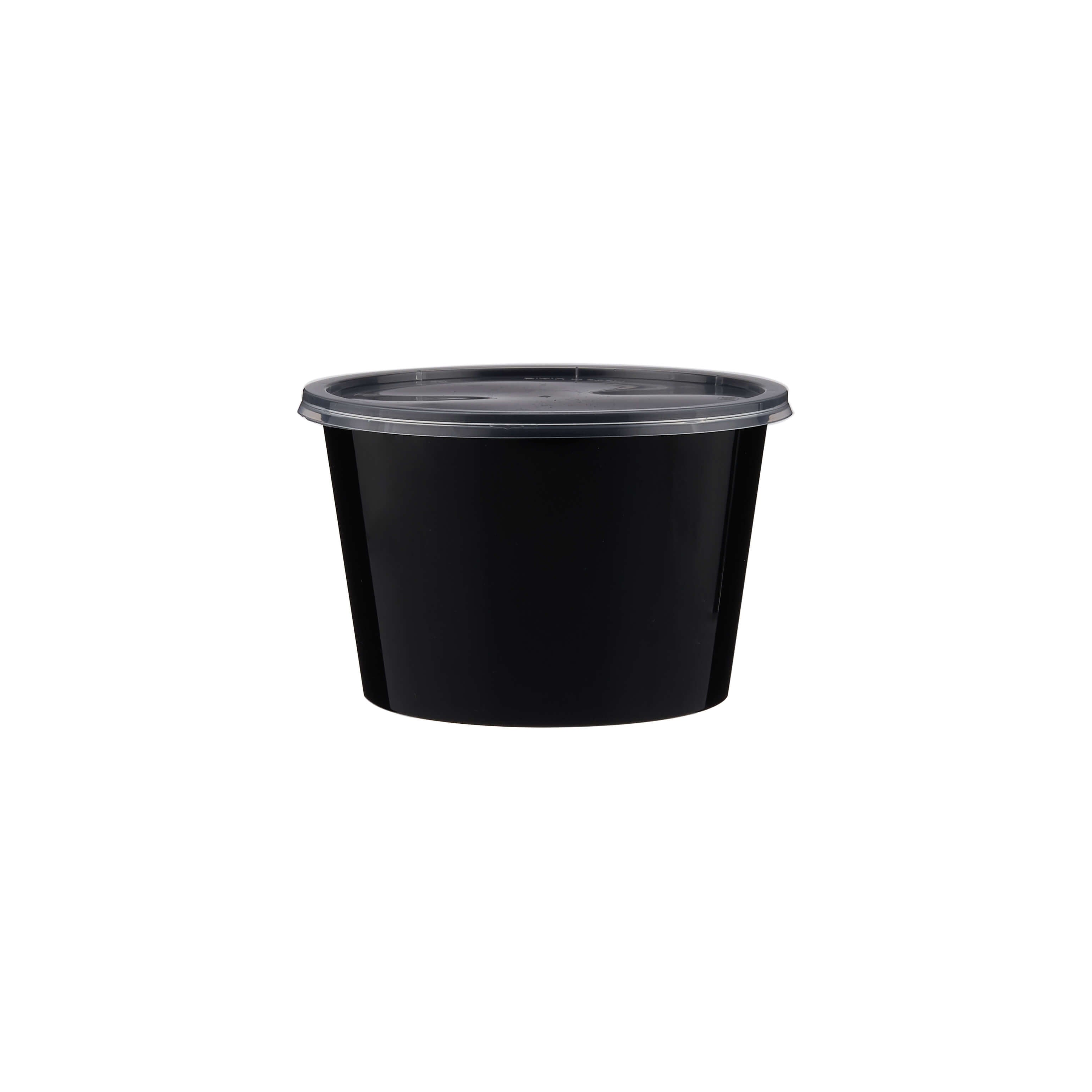 Black Round Microwavable Container 525ml - Hotpack Global