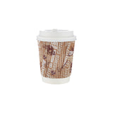 8 Oz Printed Design Ripple Paper Cup With Lid 10 Pieces - Hotpack UAE