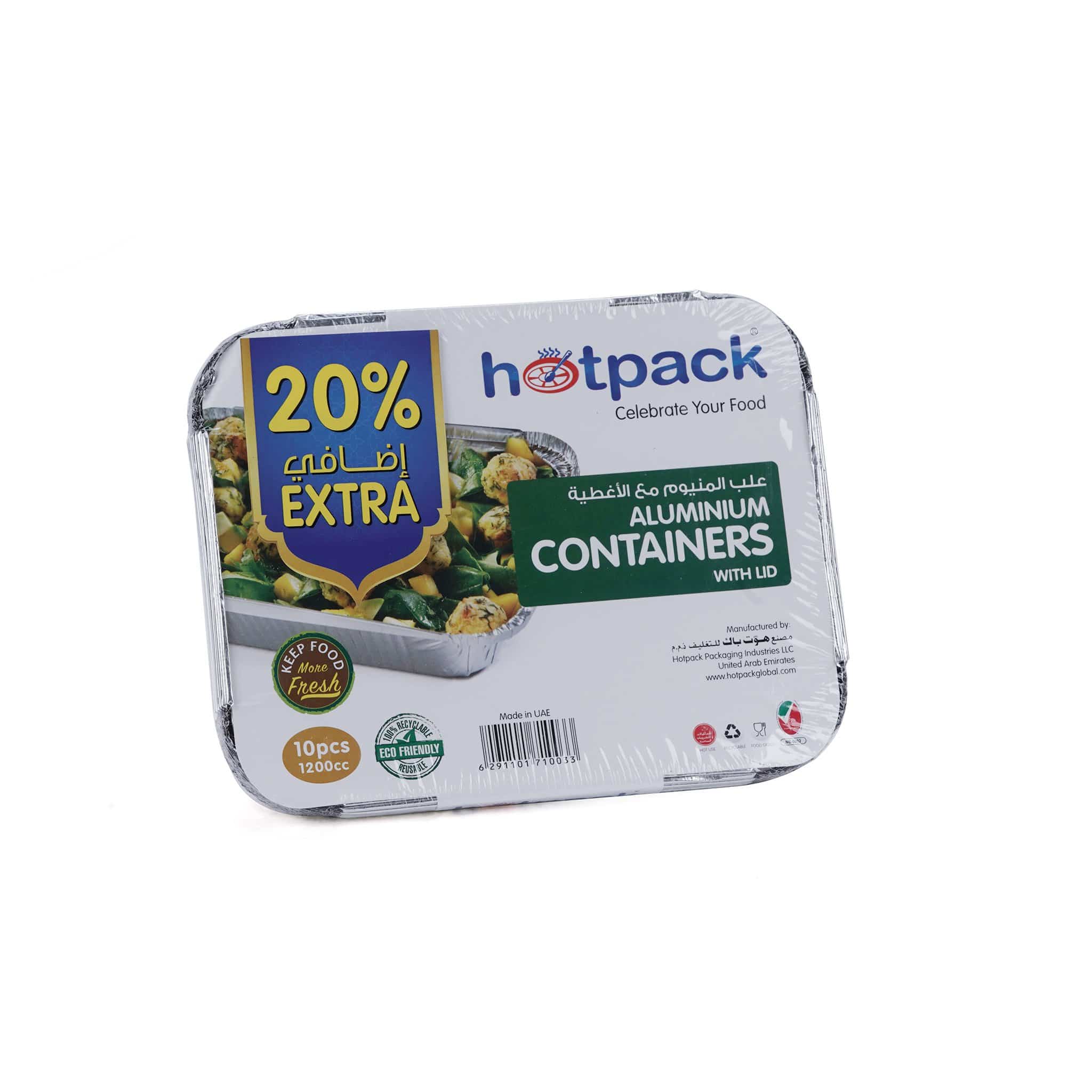 Hotpack | Aluminum Food Storage Container Silver With Lid 1200 |10 Pieces - Hotpack Global