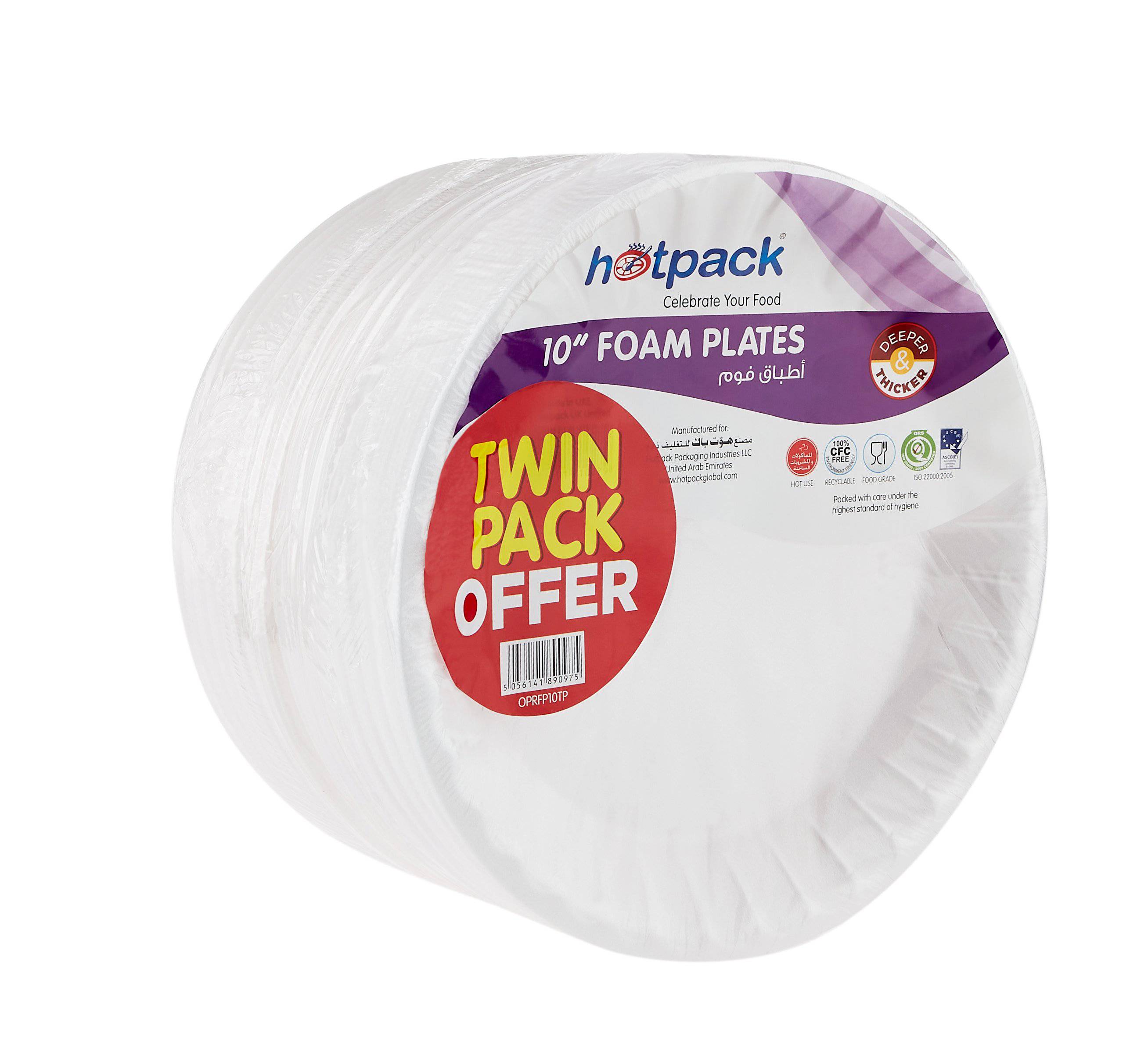 Round Foam Plate 10 Inch Buy One Get One Free 25 Pieces x 2 Packets - Hotpack Global