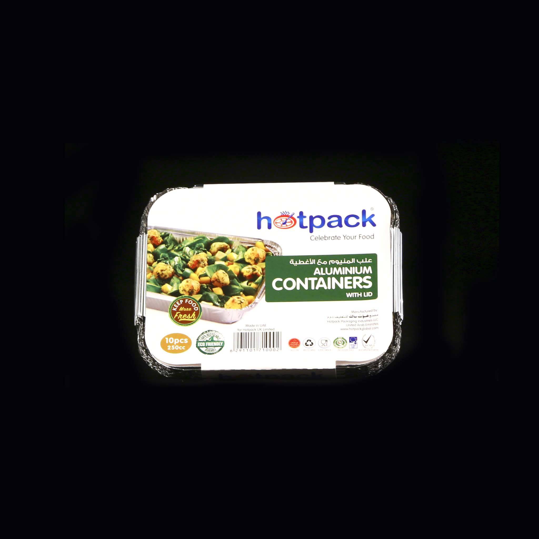 Hotpack | Aluminum Containers with Lid  8325 (127  Mm Length x 100  Mm Width x 35 Mm Height)| 10 Pieces - Hotpack Global