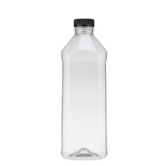 Plastic Square Bottle with Black Cap 1500ml / 1.5 Litre - Hotpack Global