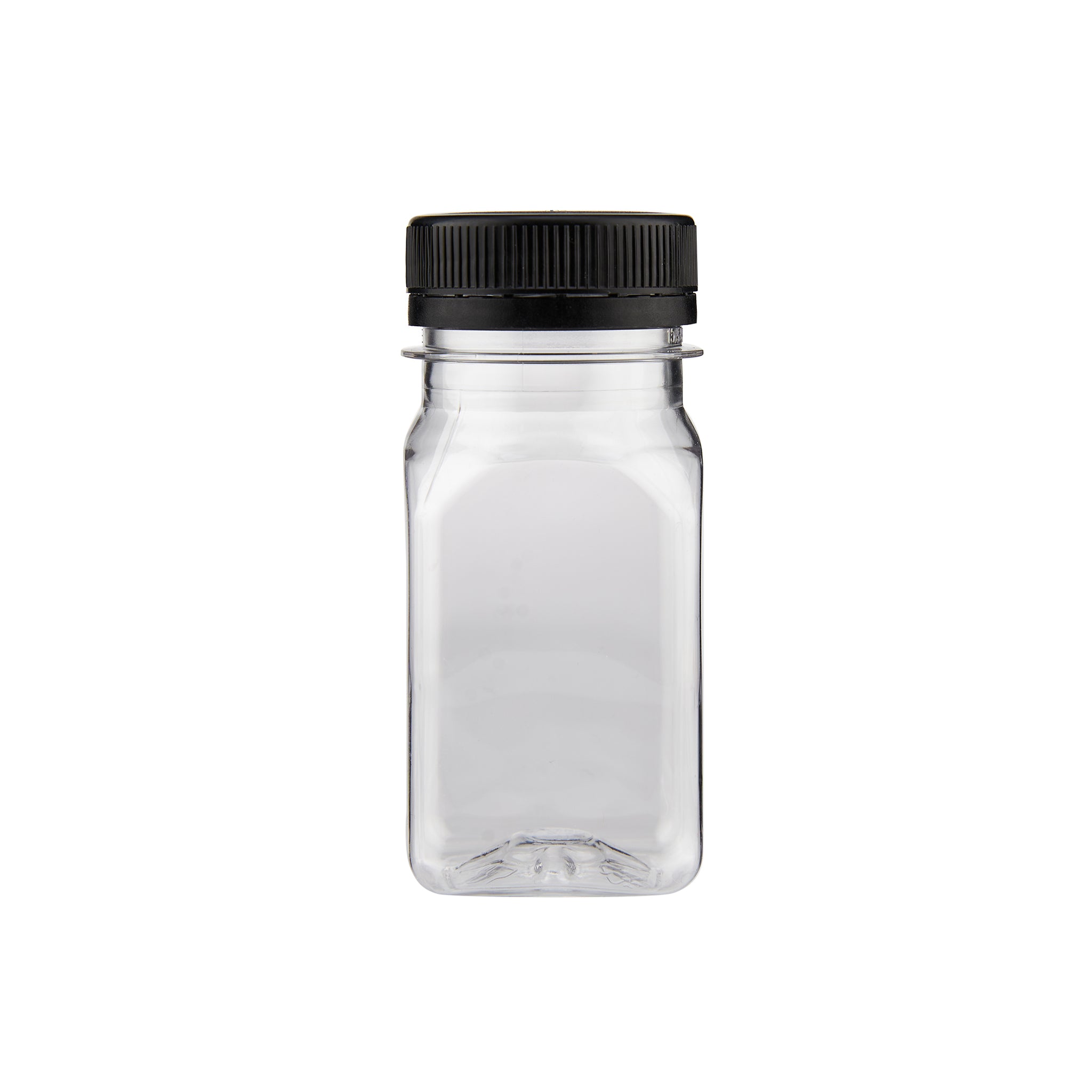 Plastic Square Bottle with Black Cap 100ml - Hotpack Global