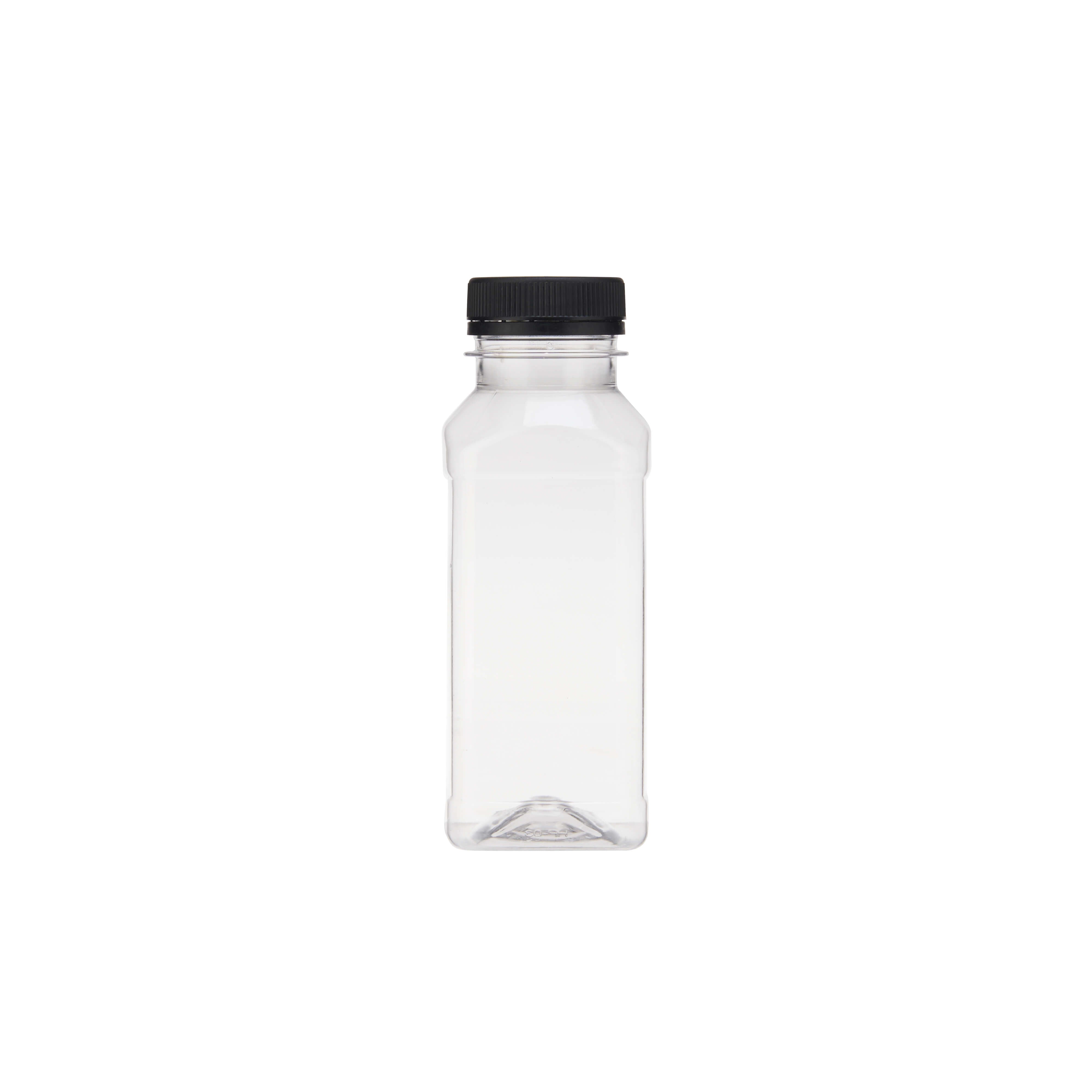 Plastic Square Bottle with Black Cap 250ml - Hotpack Global