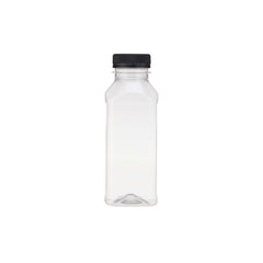Plastic Square Bottle with Black Cap 330ml - Hotpack Global