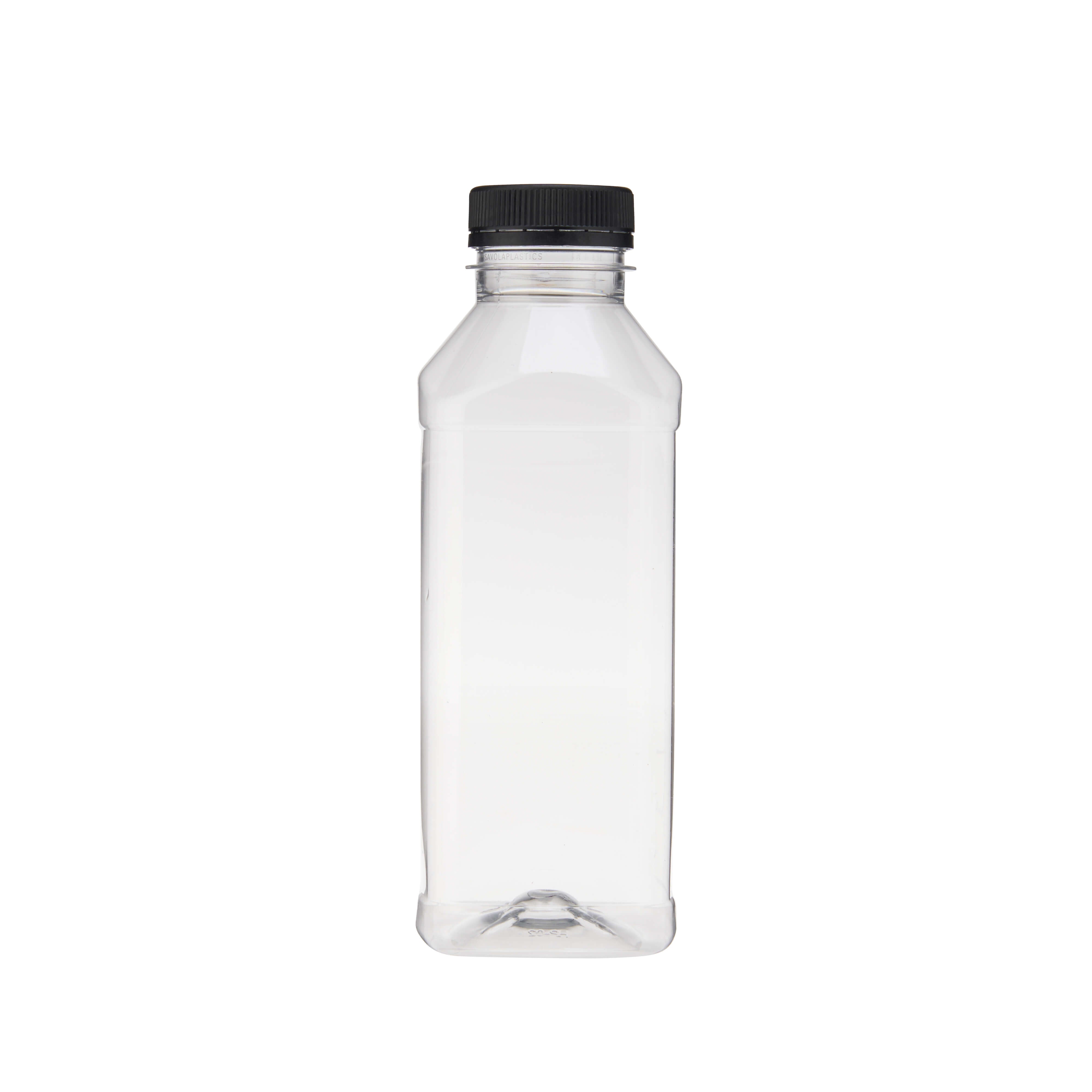 Plastic Square Bottle with Black Cap 500ml - Hotpack Global