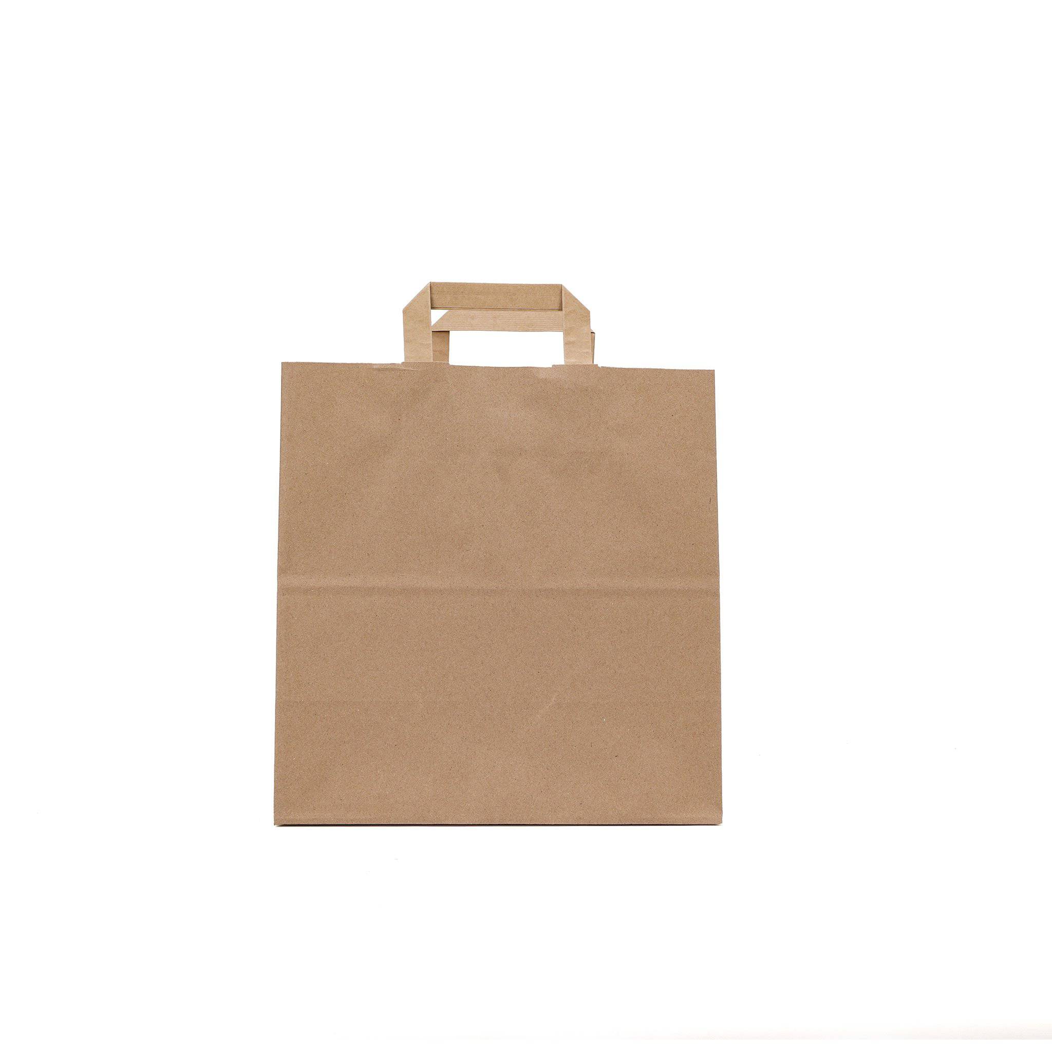 Kraft Brown Paper Bag Flat Handle 29x15x29 cm - Hotpack Global