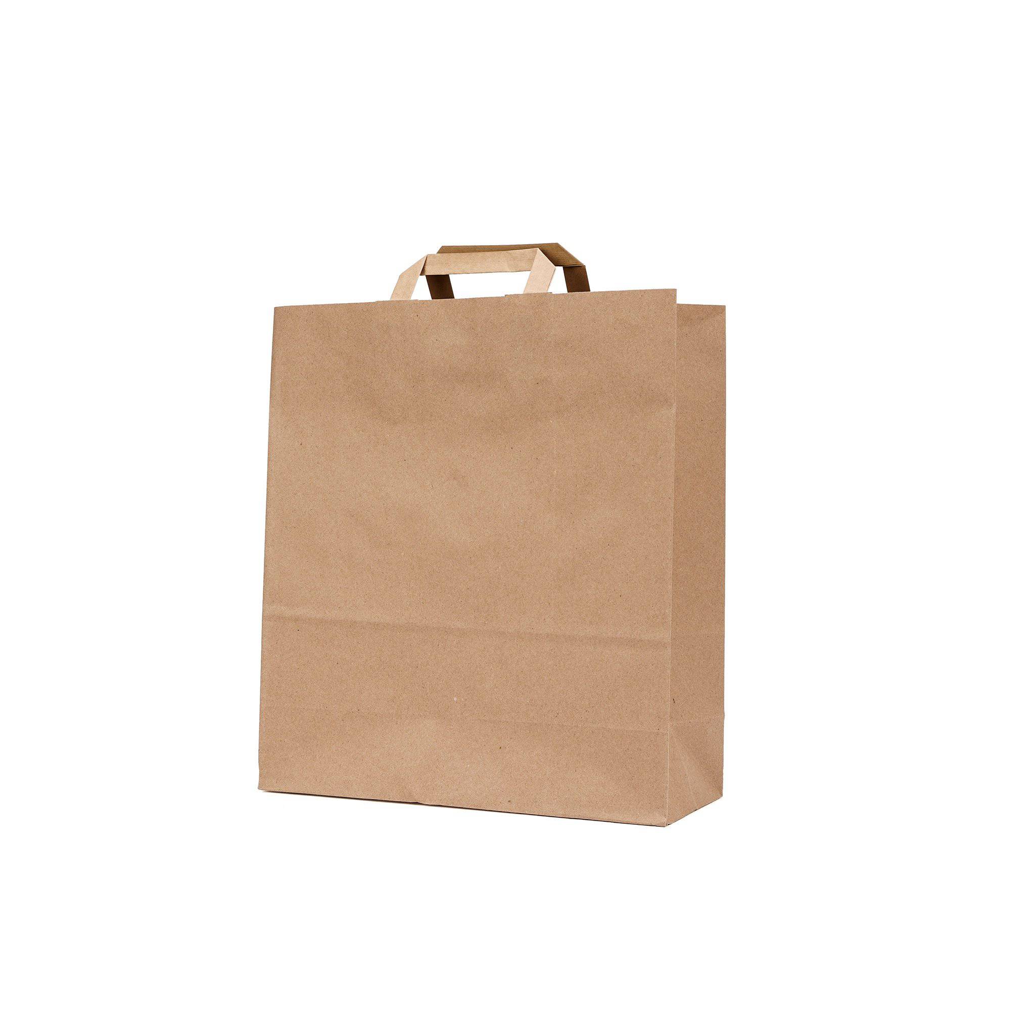 Kraft Brown Paper Bag Flat Handle 32x12x35 cm - Hotpack Global