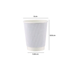 8 Oz White Ripple Paper Cup With Lid 10 Pieces - Hotpack UAE