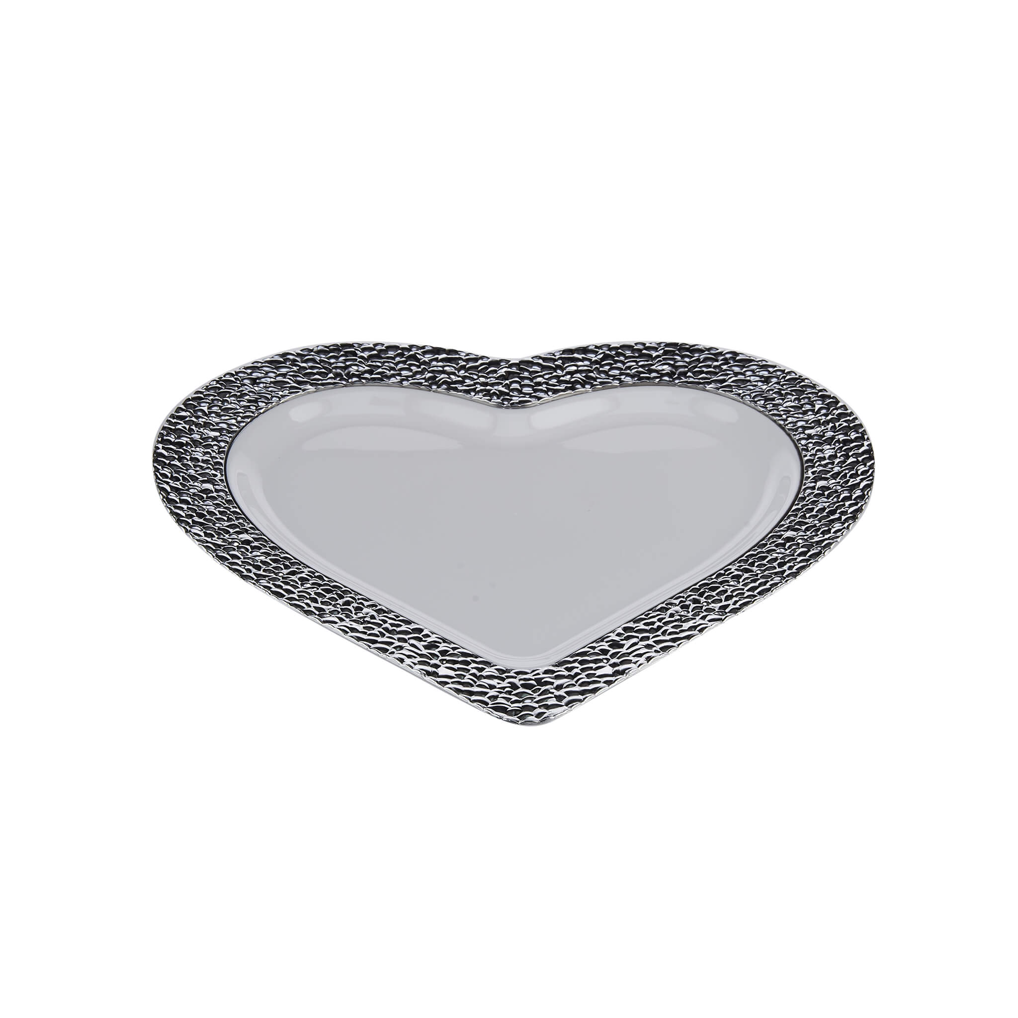 Premium Design Heart Plate with Silver Rim 10 Pieces - Hotpack Global