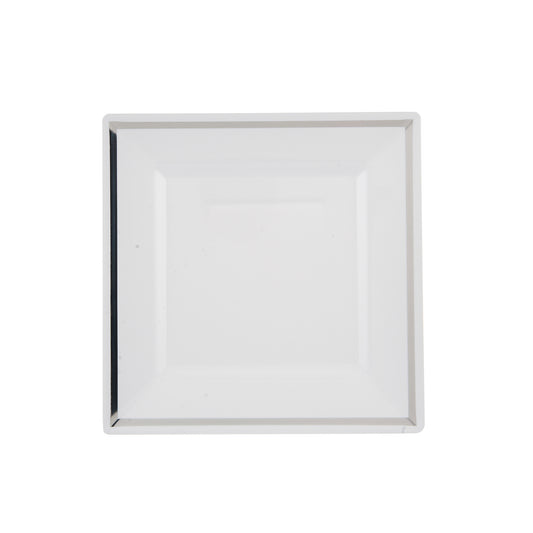 White Square Plate With Silver Rim Design 10 Pieces - Hotpack Global