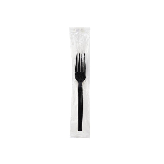 Heavy Duty Fork Black Plastic Individually Wrap 500 Pieces - Hotpack Global