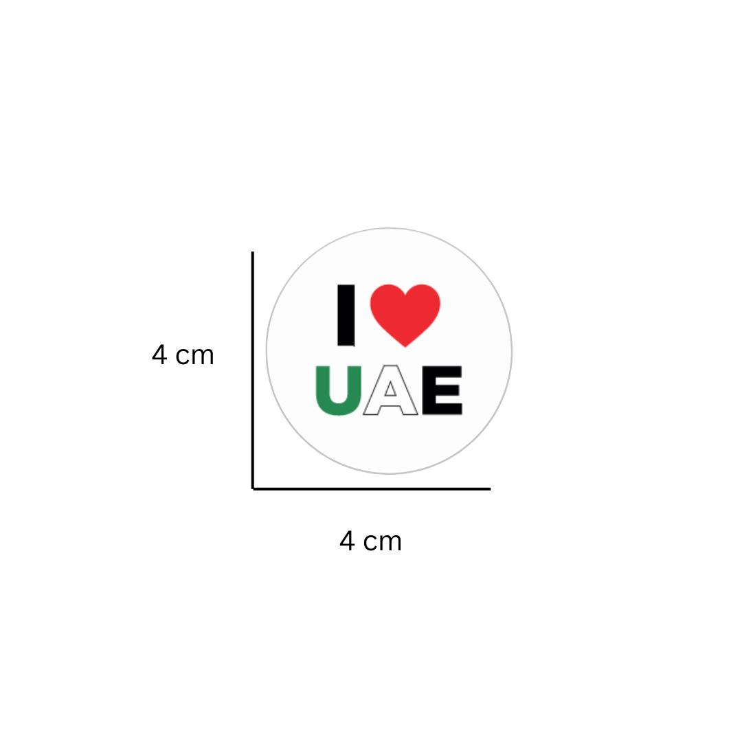 I Love UAE Round Sticker UAE national day sticker - Hotpackwebstore.com