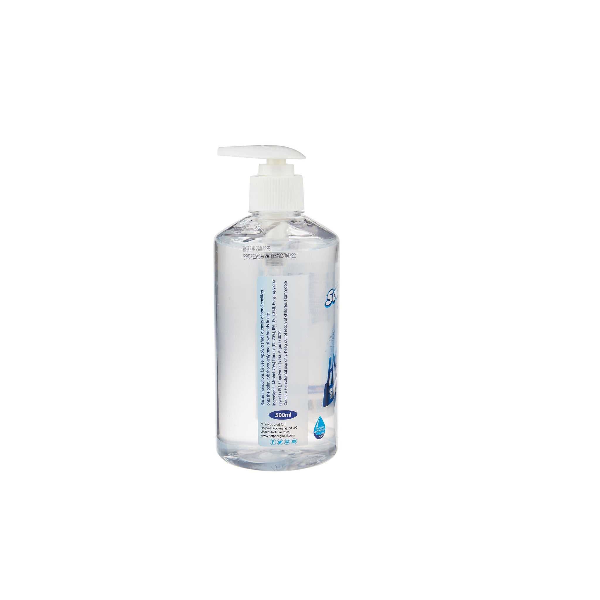 Soft n Cool Hand Sanitizer 500 ML  1 Bottle - Hotpack Global