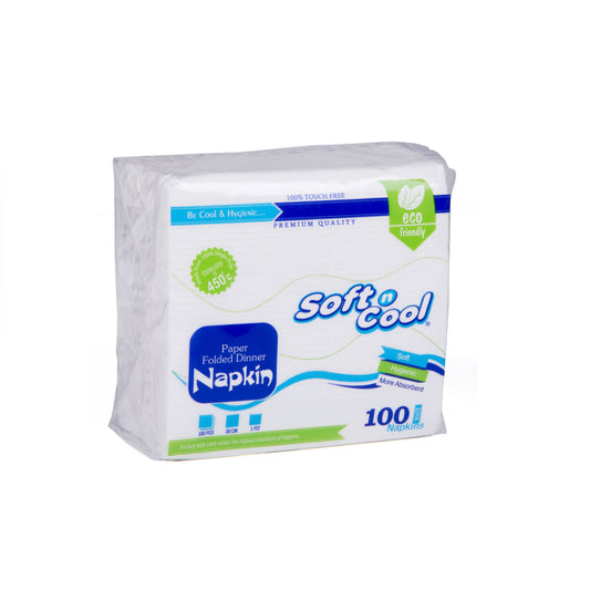 Soft n Cool Paper Folded Dinner Napkin 30 Cm 1 Ply 100 Pieces X 40 Packets - hotpackwebstore.com