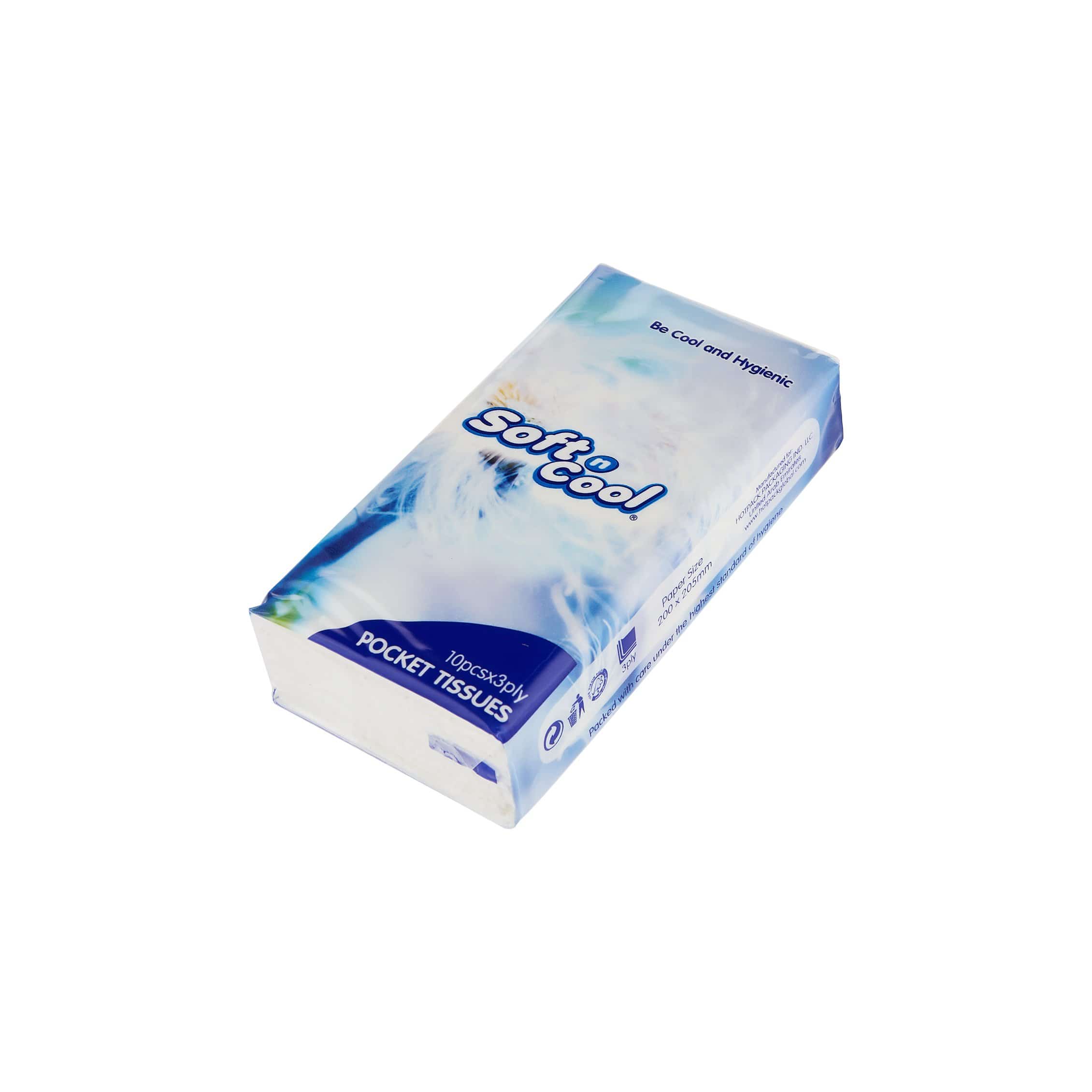 Soft n Cool 3 Ply Pocket Tissue Without Fragrance 10 Packet - Hotpack Global