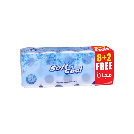 Soft n Cool Toilet Rolls 400 Sheets x 2 Ply 10 Rolls - Hotpack Global