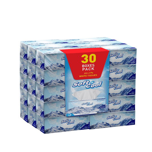 30 boxes Soft n Cool Facial Tissue 200 Sheets x 2 ply - Hotpack Global