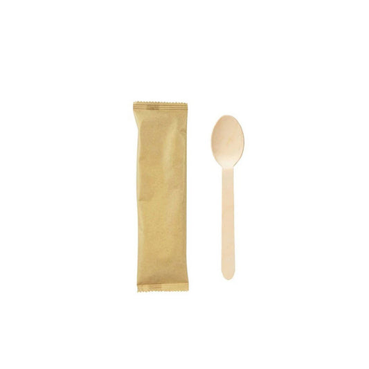 Hotpack | Wooden Spoon Individually Wrapped | 500 Pieces - Hotpack Global
