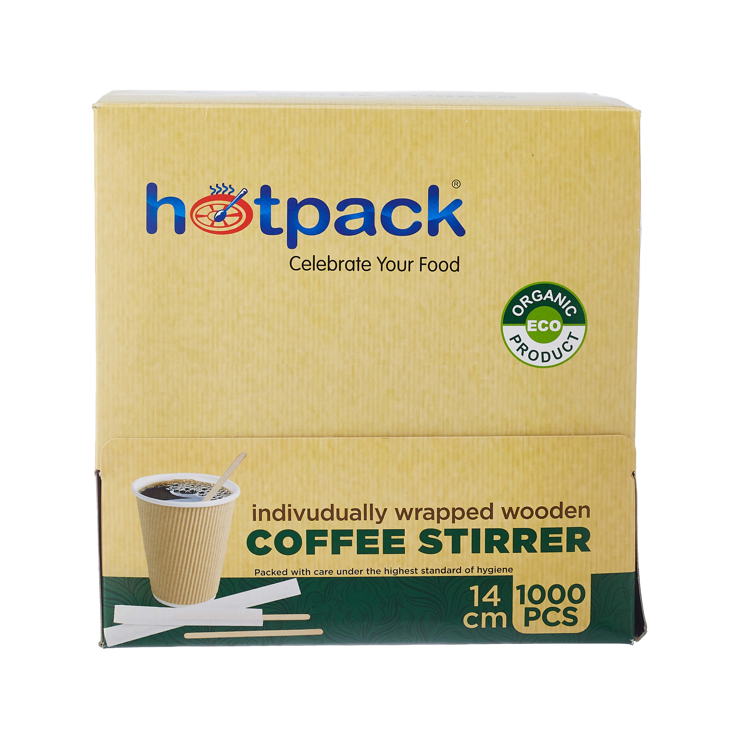 14 cm DISPOSABLE WOODEN WRAPPED COFFEE STIRRER 1000 Pieces - Hotpack Global
