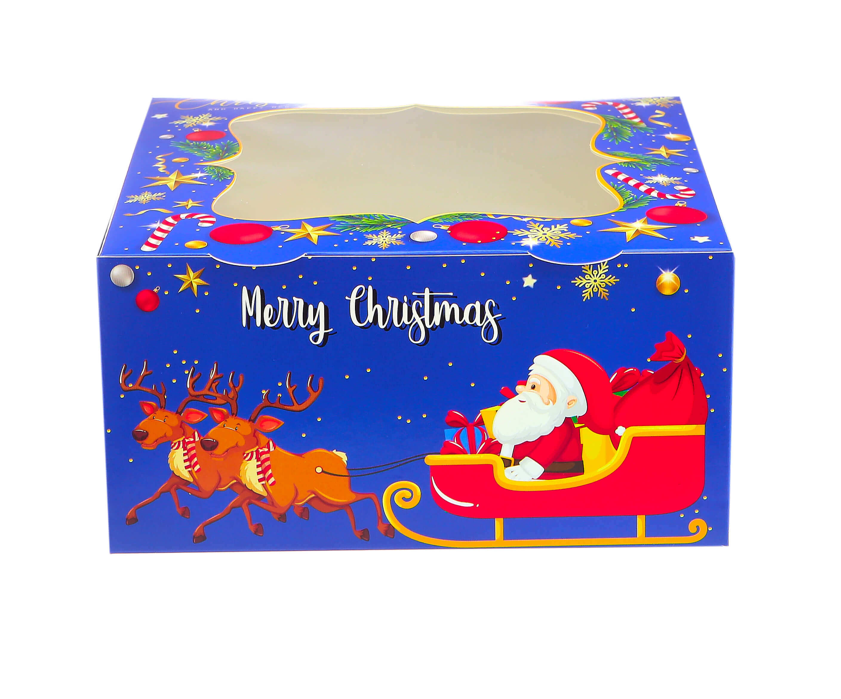Christmas Cake Box with Window Blue 5 Pieces 20x 20 cm - Hotpack Global