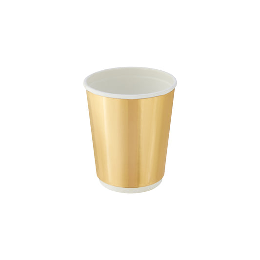 8 Oz Gold Paper Cups Double Wall - Hotpack UAE