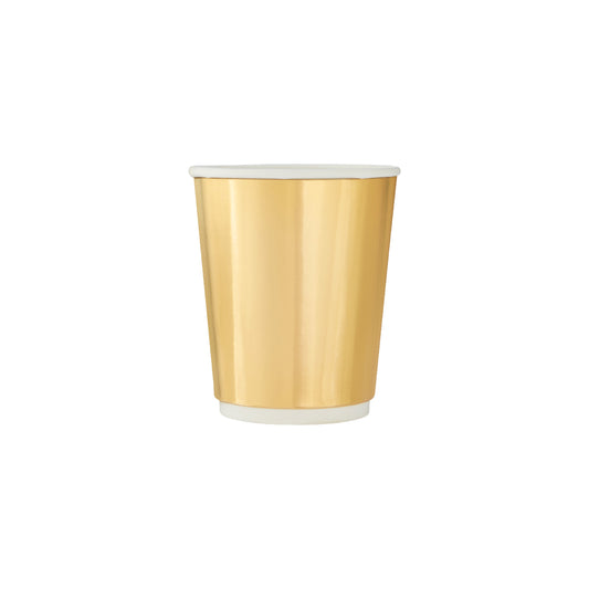 8 Oz Gold Paper Cups Double Wall - Hotpack UAE