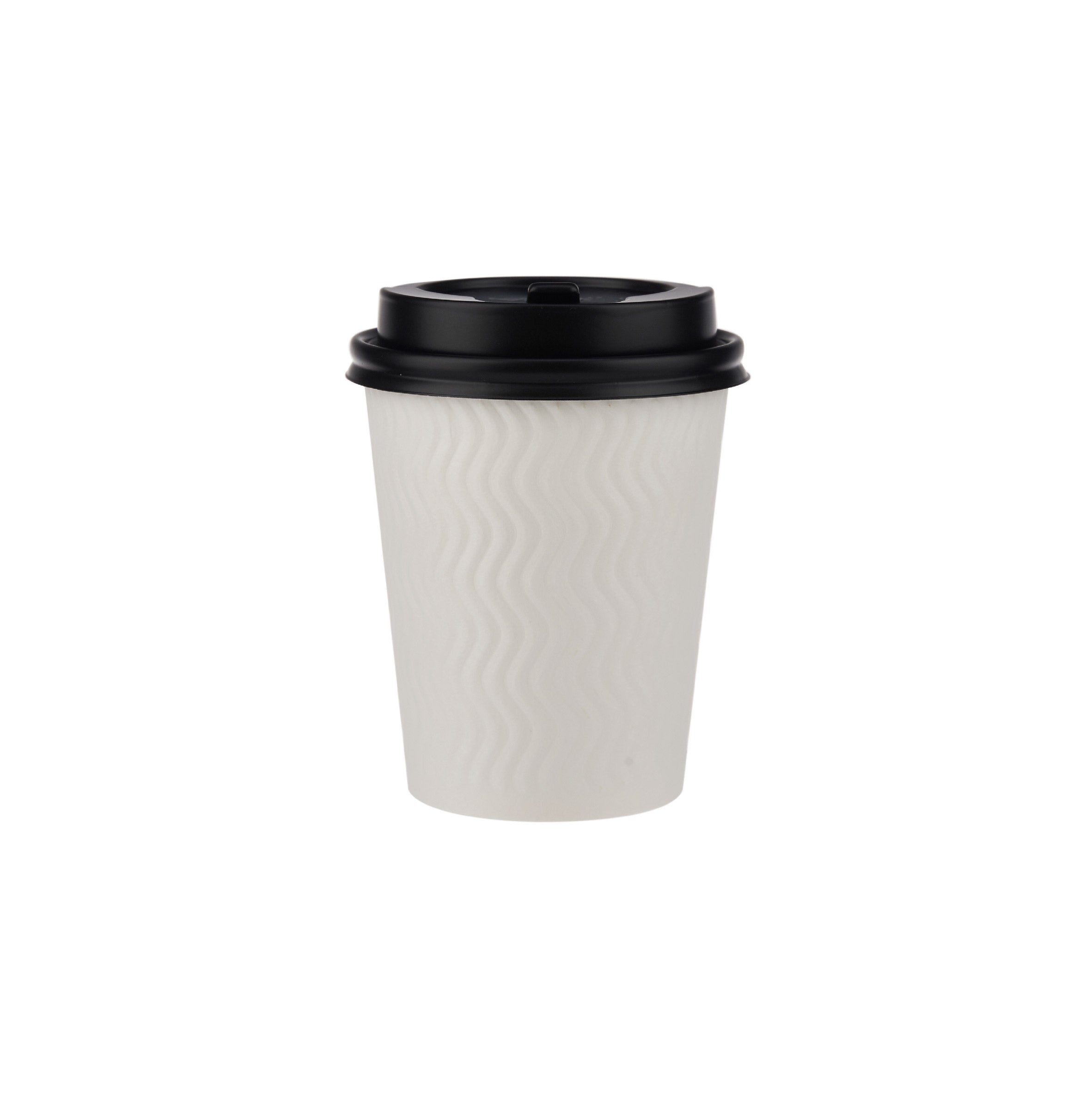 8 Oz White Embossed Paper Cup With Lid  | 10 Pieces - Hotpack UAE