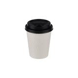 8 Oz White Embossed Paper Cup With Lid  | 10 Pieces - Hotpack UAE