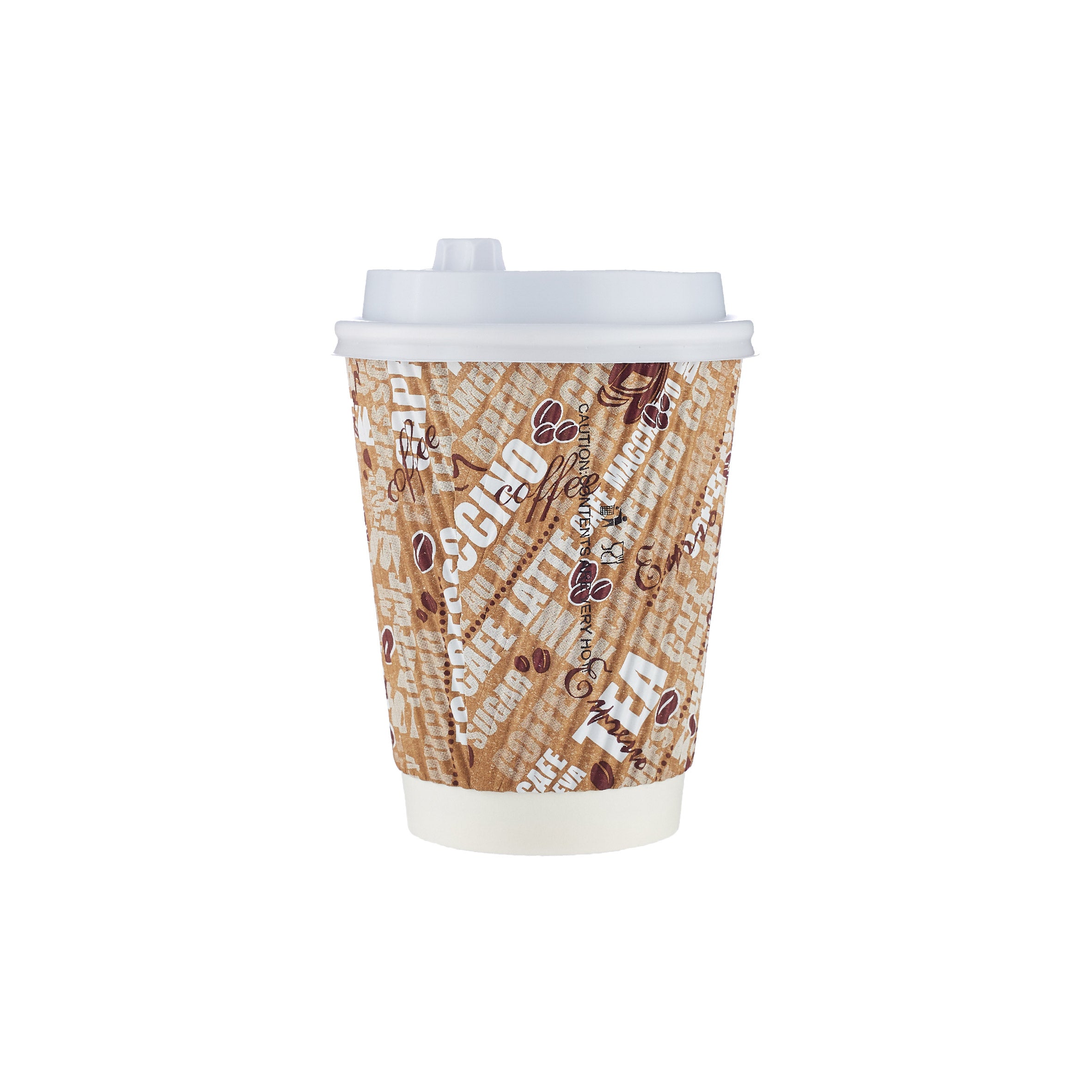 12 Oz Printed Ripple Paper Cup With Lid 10 Pieces - Hotpack UAE