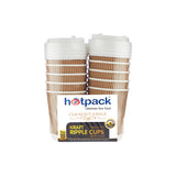 12 Oz Kraft Ripple Paper Cup With Lid 10 Pieces - Hotpack UAE