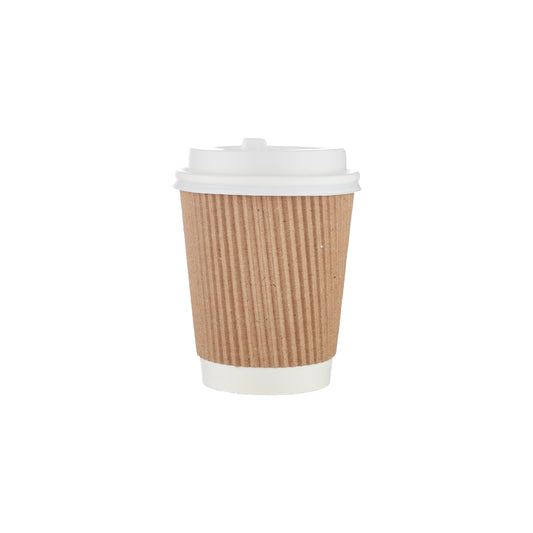 8 Oz Twin Pack Kraft Ripple Paper Cup With Lid 20 Pieces - Hotpack UAE