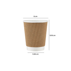 8 Oz Twin Pack Kraft Ripple Paper Cup With Lid 20 Pieces - Hotpack UAE