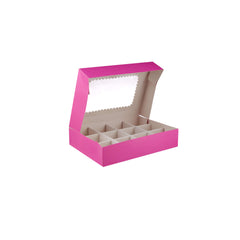 Pink Pastry Box With 12 Division and Window - Hotpack Global 